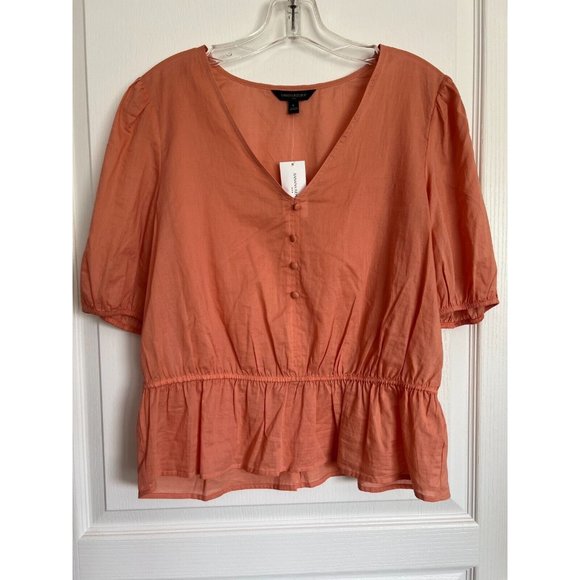 Women's L Banana Republic Bohemee Button Coral Cropped Top - Picture 1 of 3
